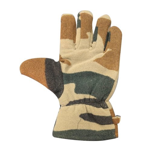 शोरलेस और प्रिंटेड वूलन ब्राउन सॉफ्ट लॉन्ग लाइफ फुल फिंगर आर्मी ग्लोव