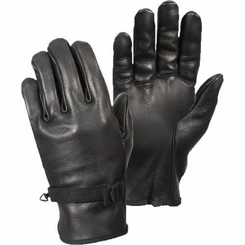 Feather Tested And Shoreless Black Plain Leather Full Finger Durable Army Glove 