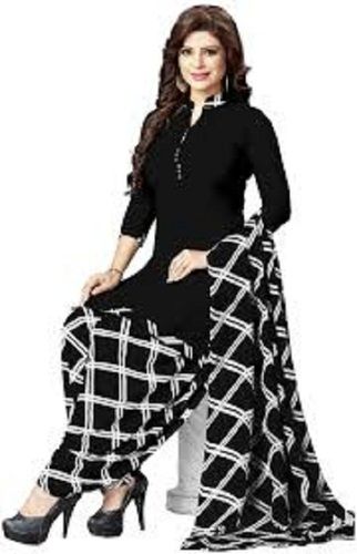 Women Comfortable And Breathable Black White 3/4th Sleeves Fancy Suit 