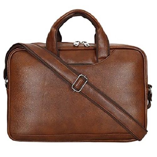 Brown Long Adjustable Shoulder Strap Light Weight Waterproof Leather Laptop Bag