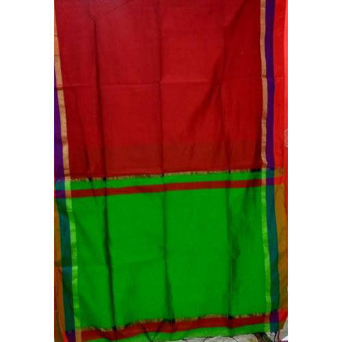 Multi Color Pure Cotton Material Casual Wear Comfortable Ladies Plain Art Silk Sarees 