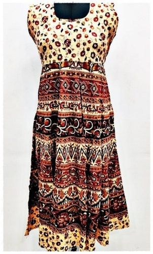 Brown Gorgeous And Beautiful Ankle Length Printed Ladies Cotton Kurtis