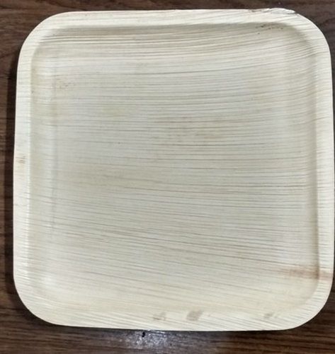 White Plain Natural 7 Inch Square Ecofriendly Areca Leaf Plate For Parties