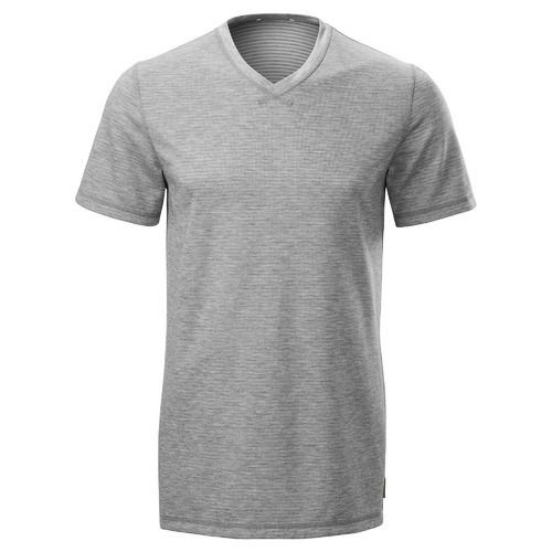 Plain Grey V-neck Half Sleeve Breathable Skin Friendly Wrinkle Free Cotton T-shirt For Men