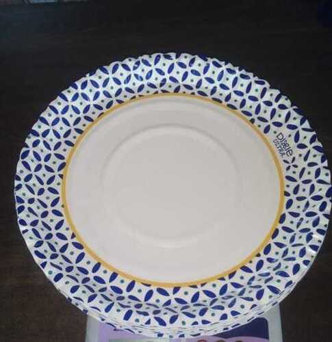 White And Blue Color Coated Application Dinner Plates Disposable Paper Plates