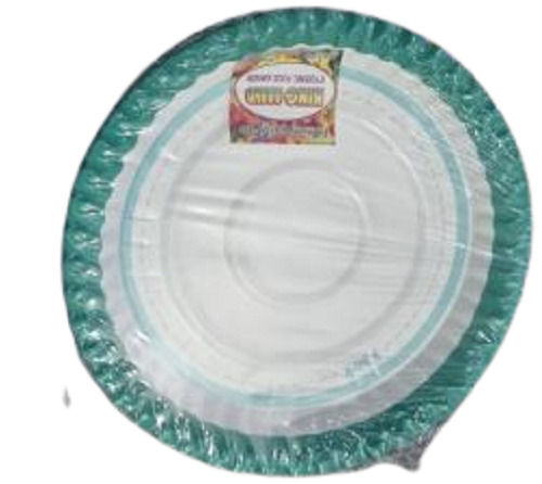 White And Green Eco Friendly Designer Disposable Paper Plates