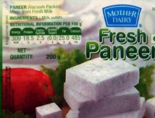 200 Gram 100% Pure Fresh Tasty And Soft Mother Dairy White Fresh Paneer