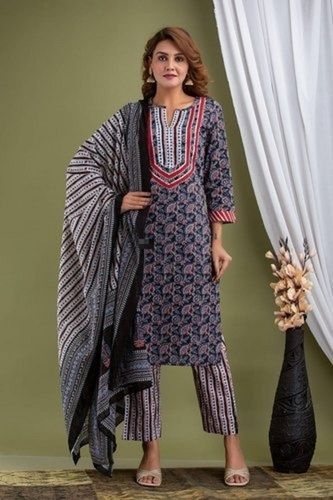 Multicolor Full Sleeves Daily Wear Printed Kurtis With Pant And Dupatta