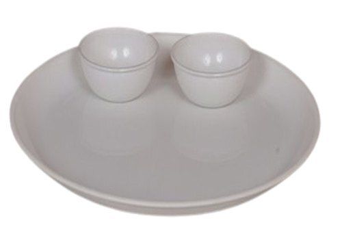 Black Unbreakable Light Weight And Environment Friendly Round White Plastic Dinner Plate Set