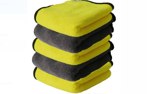 Fiber Yellow And Black 30 Cm X 60 Cm Size Microfiber Cloth For Vehicle Washing