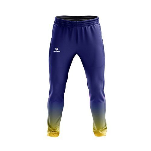 Light Weight And Men Breathable Comfortable Blue And Yellow Cricket Track Pant