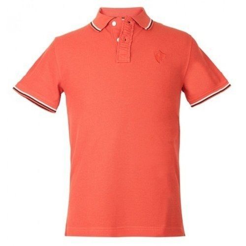 Orange Plain Polo Neck Half Sleeve Breathable Skin Friendly Wrinkle Free Cotton T Shirts For Men Gender: Male