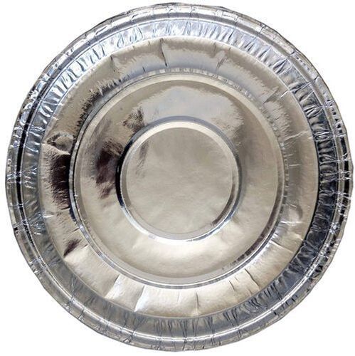 Black And Grey Round Multipurpose Disposable Plain Silver Coated Plastic Plates 12 Inch, Pack Of 100