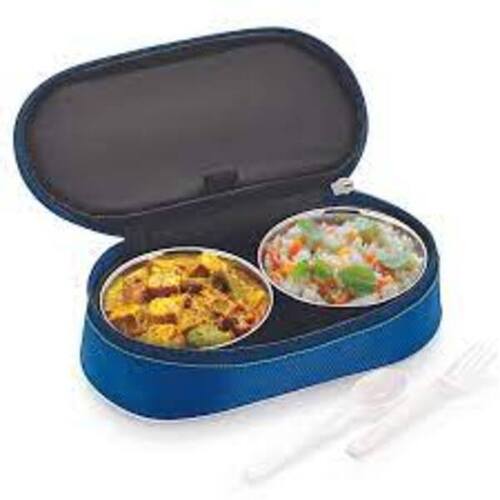 Round Stainless Steel Tiffin Box 2 Pcs with Lunch Box Set