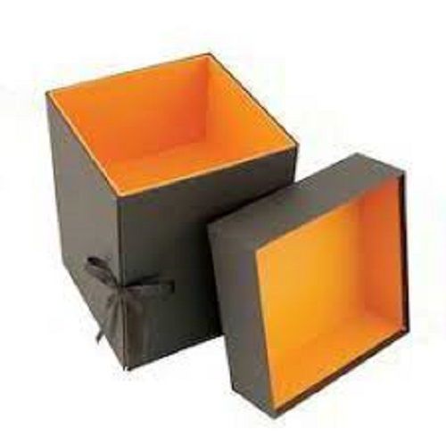Recyclable Lightweight And Ecofriendly Black And Orange Square Gift Boxes