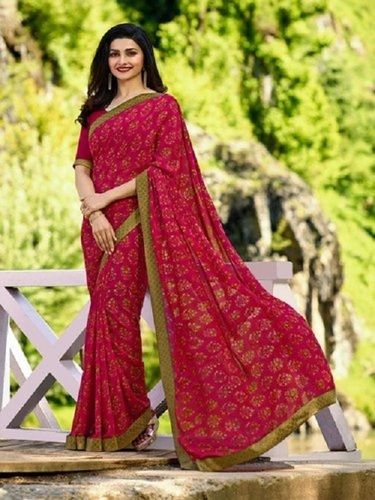 Women Comfortable And Breathable Easy To Wear Red Printed Designer Saree