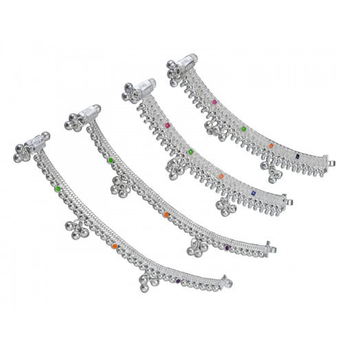 Beautiful Look Light Weight Skin Friendly Elegant Look Silver Anklet Set