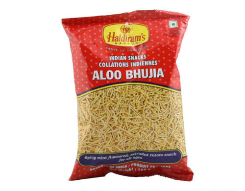 Fried Mild Spicy Taste Crispy Haldiram Aloo Bhujia With 6 Month Shelf Life Carbohydrate: 36.90 Grams (G)