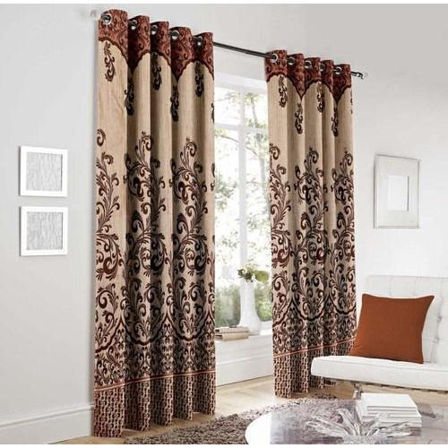 Red Printed Pattern Jute Designer Door Curtain For Home And Hotel Use