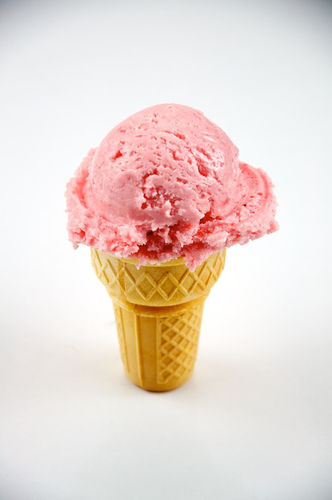 Sweet Delicious Hygienically Prepared Fresh Strawberry Ice Cream Cone 