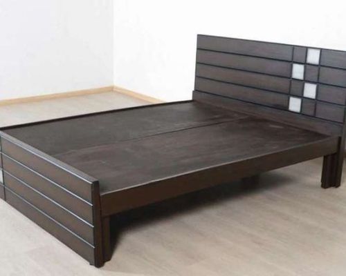 Handmade Simple Sleek And Stylish Design Black Colour Wooden Bed For Indoor Use