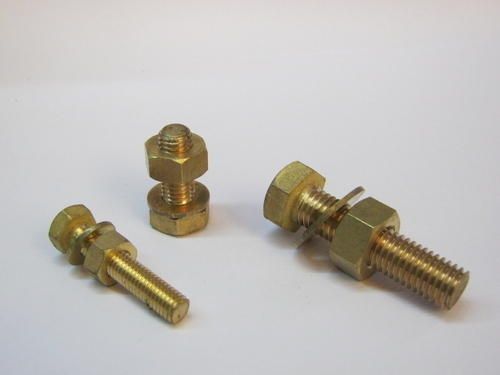 Rust Resistance Golden Color Hexagonal Brass Hex Nut Bolt For Commercial Use Length: 2-4 Inch (In)