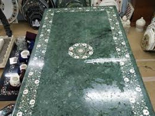 Model Green Color Marble Inlay Table Top Beautiful Designed For Decoration And Gifting 