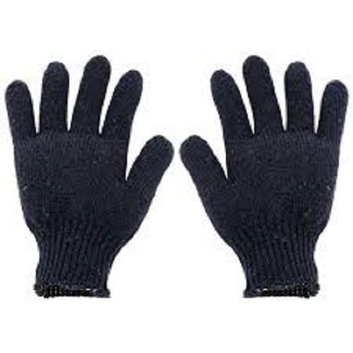 Black Full Finger Pure Cotton Hand Knitted Gloves For Winter 