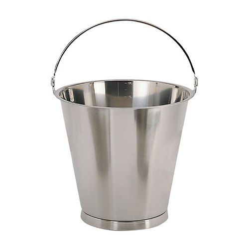 Premium Grade Polished Heavy Silver Stainless Steel Bucket For Domestic Use  Size: Small