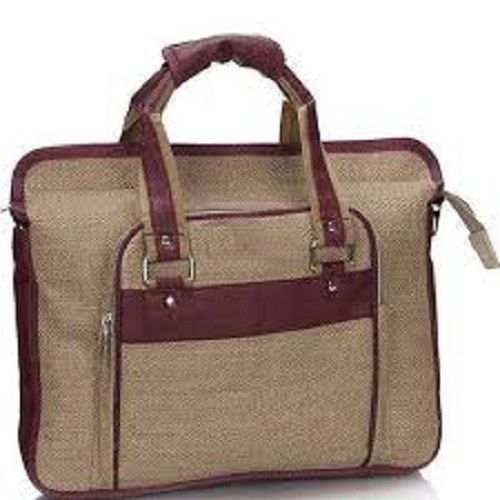 Lightweight And Easy To Carry Eco Friendly Brown Plain Jute Laptop Office Bag