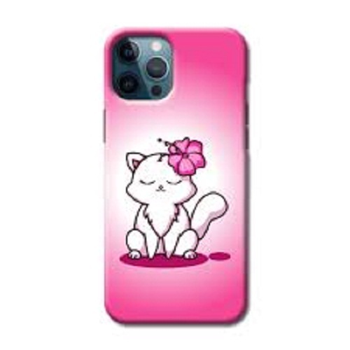 Lightweight And Long Durable Pink And White Cat Printed Mobile Back Cover - Plastic Material, 1.65-1.80 Inch Size, Elegant Design , Magnetic Closure, Protective Layers