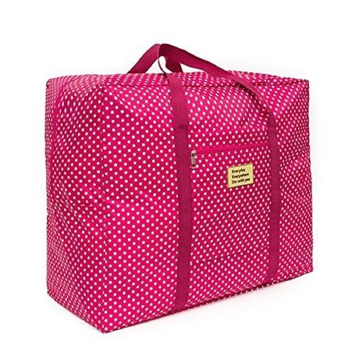 Pink Color Printed Storage Bags With Zips and Handles For Clothes
