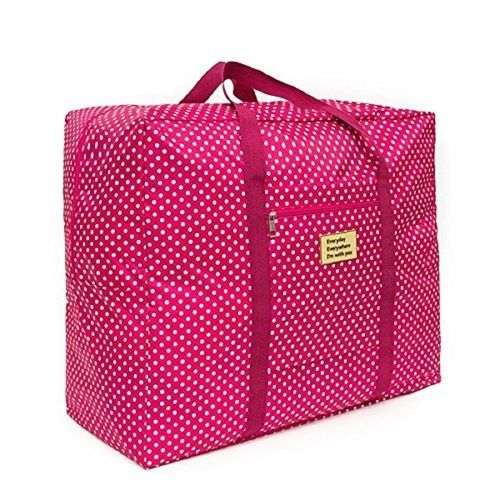 Eco Friendly Pink Color Printed Storage Bags With Zips And Handles For Clothes