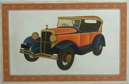 Beautiful And Stylish Handpainted Handmade Vintage Car Painting For Decoration