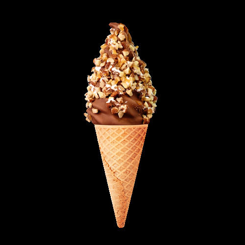 Hygienically Prepared Adulteration Free Creamy Tasty And Delicious Chocolate Nutty Cone Ice Cream For Dessert