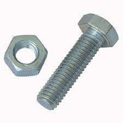 Stainless Steel Material Silver Color And Ms Nuts Bolt For Industrial Supplies Head Size: 22 Mm