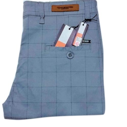 Formal Trouser: Check Men Blue Cotton Blend Formal Trouser at Cliths
