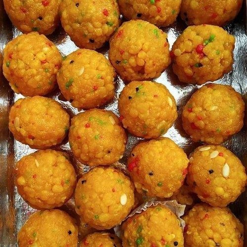 Round Shape Sweet And Tasty Food Grade Yellow Boondi Laddu Carbohydrate: 59 Grams (G)