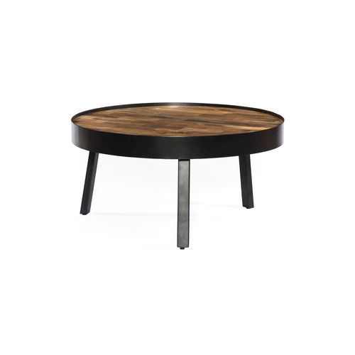 Round Wooden Top Iron Tea/Coffee Table With Three Leg Base