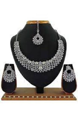 White Color Designer Artificial Necklace Set With Tika For Casual And Party Wear Gender: Women