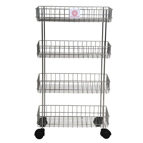 Stainless Steel Light Weight Sturdy Vegetable And Fruit Kitchen Basket Trolley 