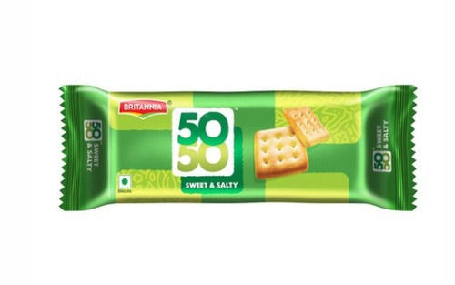 62 Gram Food Grade Square Semi Soft Britannia 50-50 Sweet & Salty Biscuits 