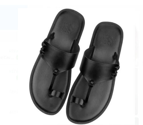 Black 7 Inch Size 100% Leather Material Polyurethane Sole Material Light And Flexible Men'S Sandal