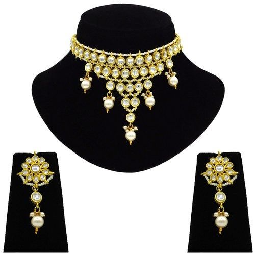 Alloy Wedding And Festivals White Artificial Necklace Jewelry Set For Women