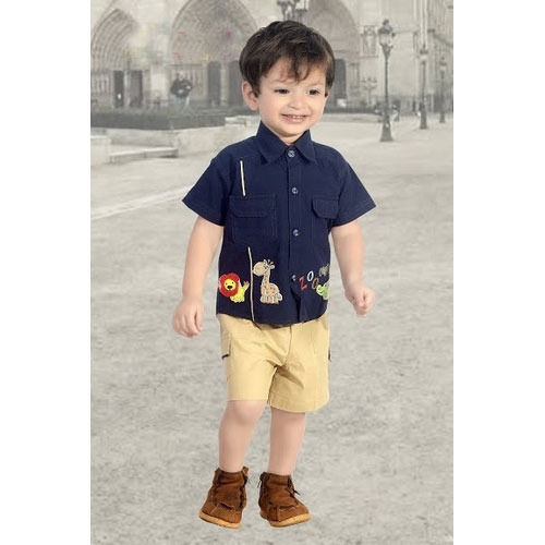 Children Comfortable And Breathable Yellow Blue Half Sleeves Suit