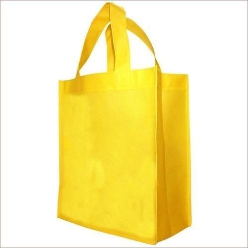 Easy To Use Eco Friendly Plain Pattern Yellow Patch Handle Fabric Bag