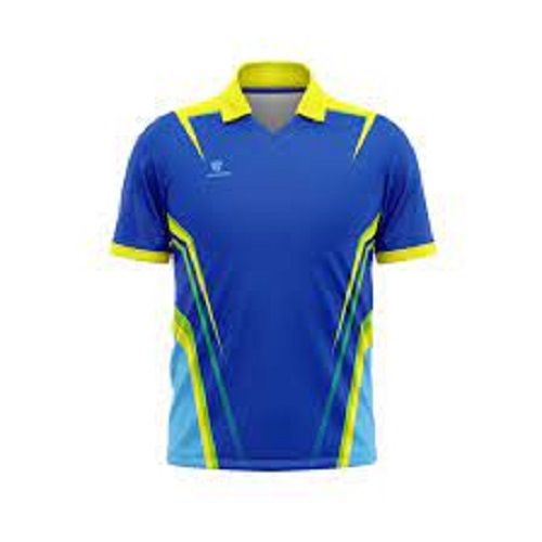 Men Lightweight And Breathable Half Sleeves Blue Printed Sports T-shirt