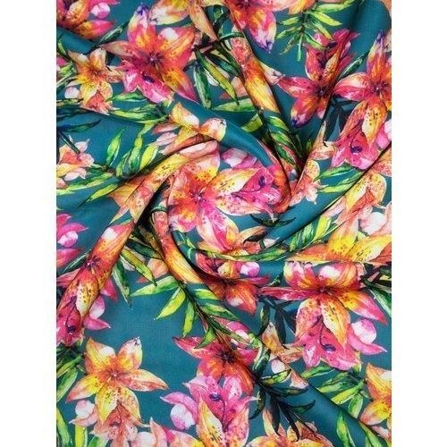 Light In Weight Digital Floral Printed 44 Inch Width Multicolor 120 Gsm Polyester Fabric 