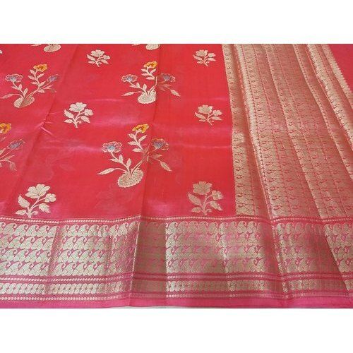 Silk Red Printed Stylish Look Gorgeous And Beautiful With Blouse Piece Party Wear Saree For Ladies