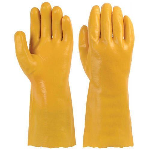 Nylon Chemical And Heat Resistant Full Finger Protection Yellow Safety Hand Gloves 